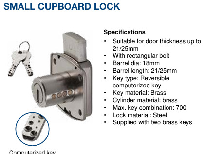 SMALL CUPBOARD LOCK